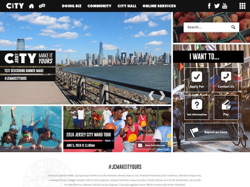Jersey City, NJ homepage mockup