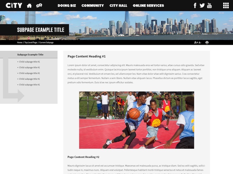 Jersey City, NJ subpage mockup