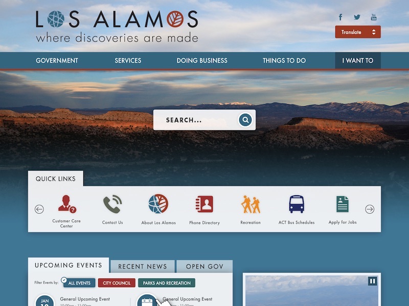 Los Alamos County, NM second homepage mockup
