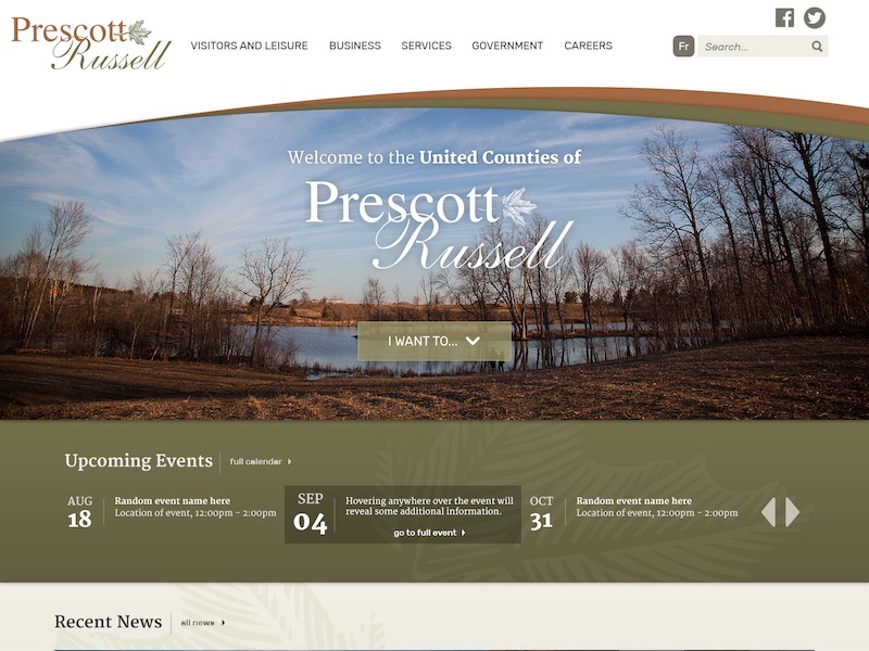 United Counties of Prescott-Russell homepage mockup