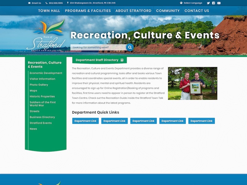 Town of Stratford, PEI department mockup